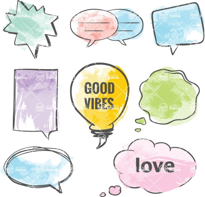 Vector Hand Drawn Elements Mega Bundle - Colorful Vector Hand Drawn Bubbles